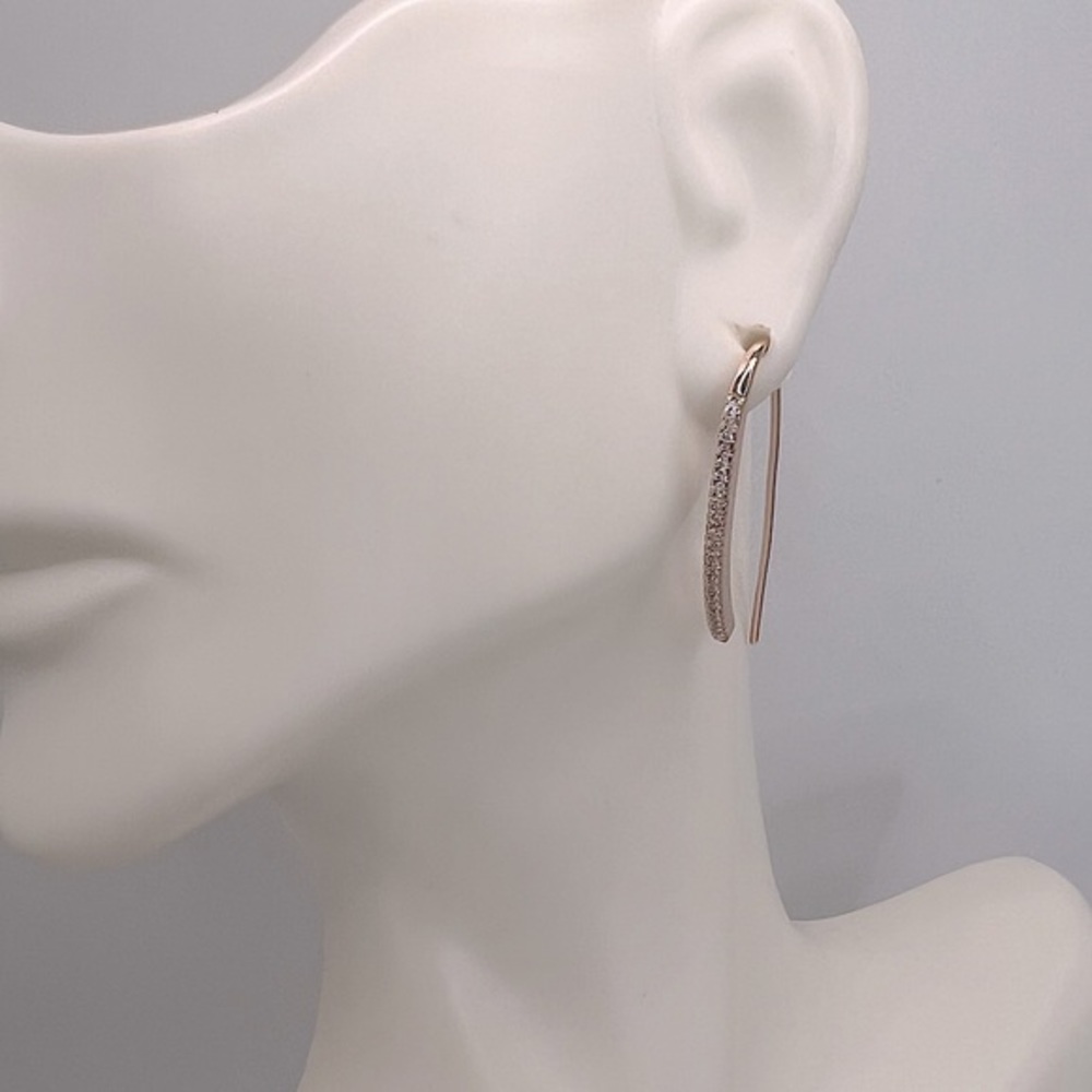 14 rose gold diamond hook earrings - Picture 6 of 7